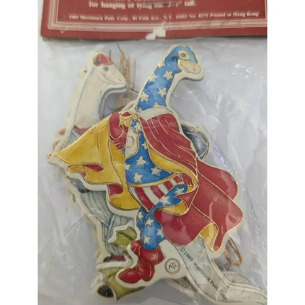 Vtg Darwin the Dinosaur Ornaments 6 Set Mary Lillemoe Merrimack 1989 NIP